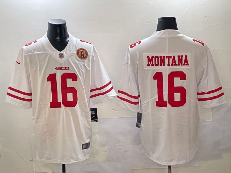 Men San Francisco 49ers 16 Montana White Second generation 2024 Nike Limited NFL Jersey style 01084
